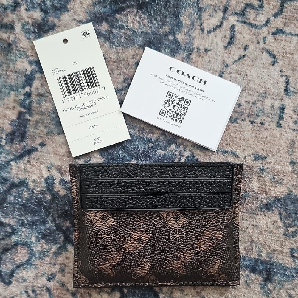 Coach Signature Black and Brown Card Holder